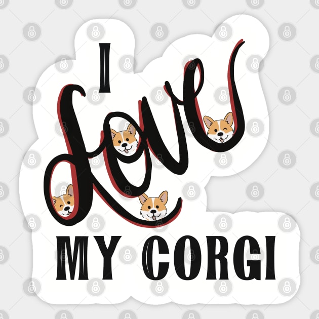 I Love My Corgi Design Sticker by Sheila’s Studio